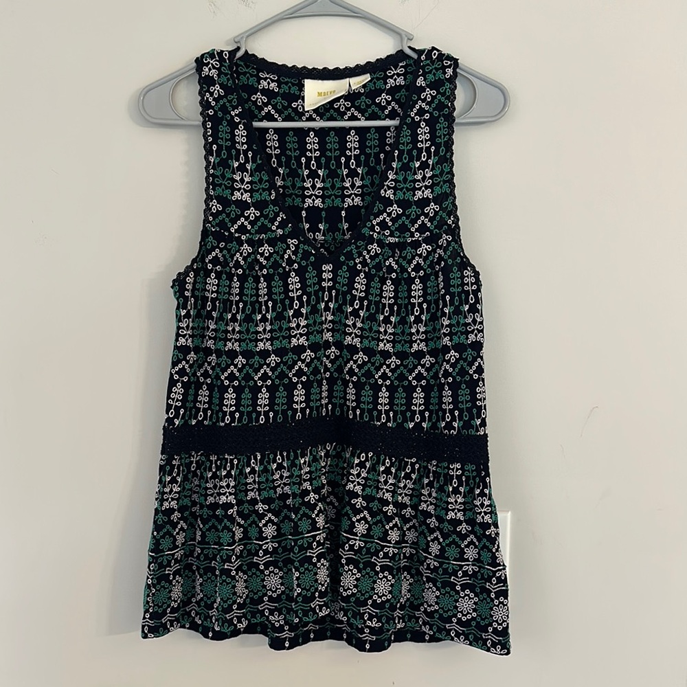 Maeve by Anthropologie Cammie Embroidered Peplum Top women’s size xs